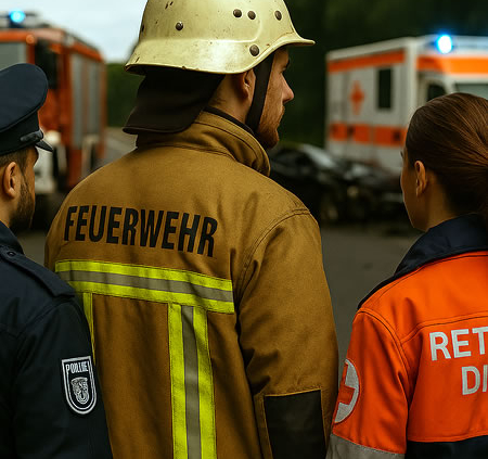 Rettungsdienst, Polizei, Feuerwehr