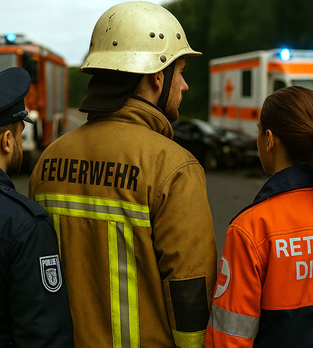 Rettungsdienst, Polizei, Feuerwehr